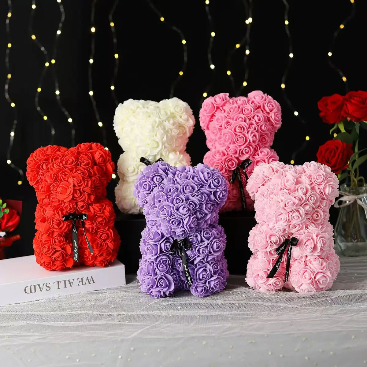 Kismet Forever Rose Teddy Bear – Handmade Flower Bear Gift With Box Set