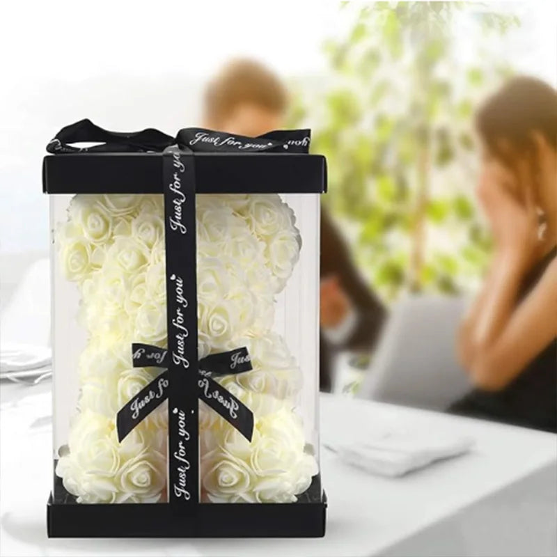 Kismet Forever Rose Teddy Bear – Handmade Flower Bear Gift With Box Set