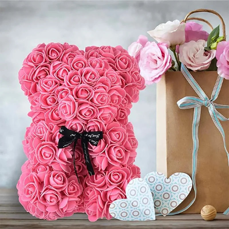 Kismet Forever Rose Teddy Bear – Handmade Flower Bear Gift With Box Set