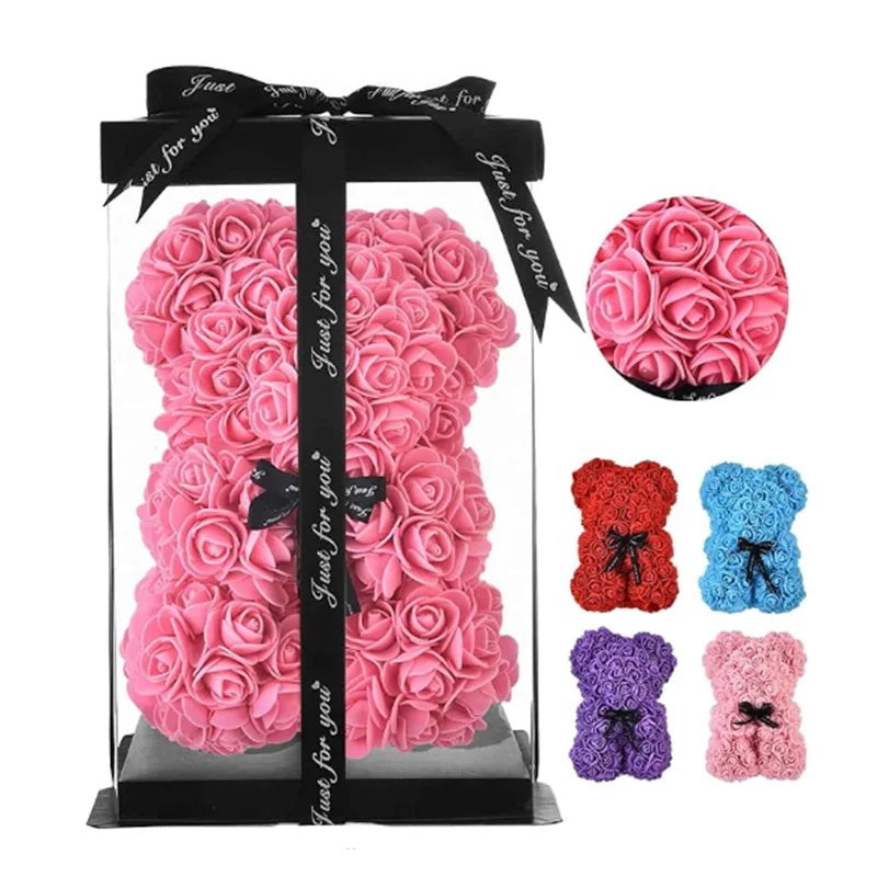 Kismet Forever Rose Teddy Bear – Handmade Flower Bear Gift With Box Set