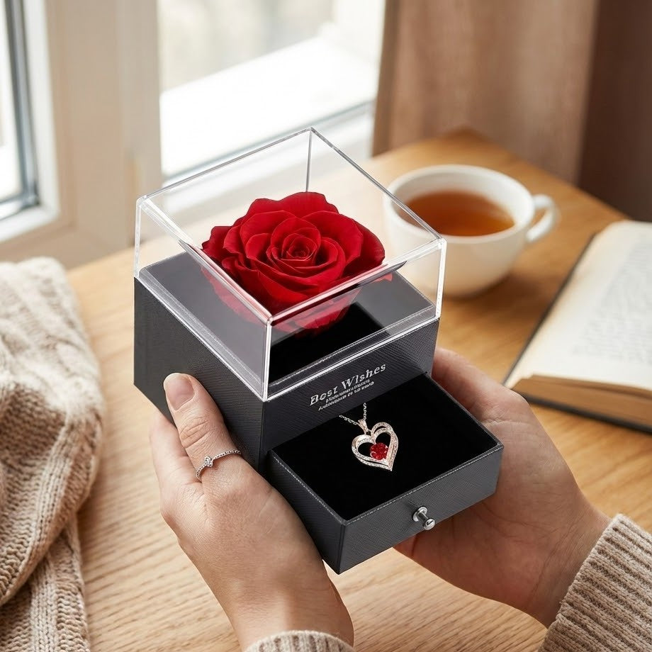 Kismet Valentine’s Eternal Rose & Necklace Gift Set